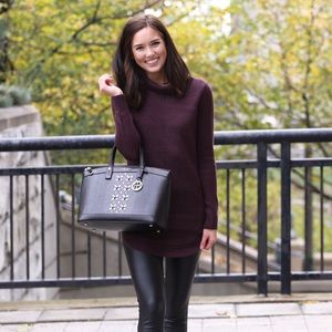 Eggplant Turtleneck Tunic Sweater